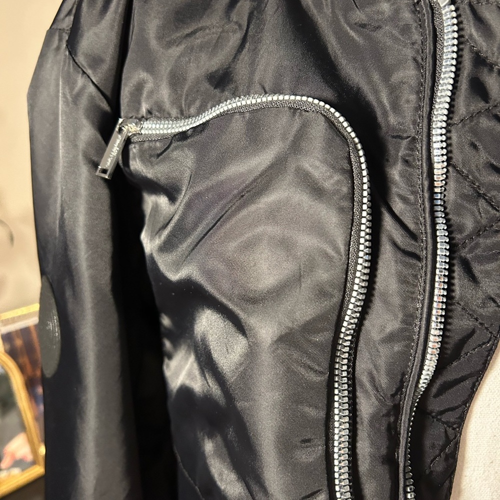 Karl Lagerfeld Paris Men's Exposed Pocket Black Bomber Jacket - Picture 7 of 14